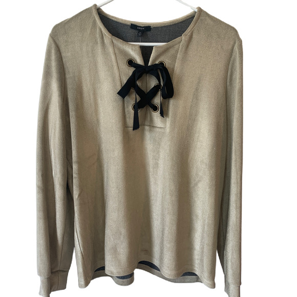 Anthropologie Tops - NEW Anthropologie DREW Women's Tan Lace Up Pullover Size Medium